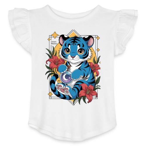 Mystic Blue Tiger Anime Potion Design – Cute tiger - Toddler Girls Flutter T-shirt