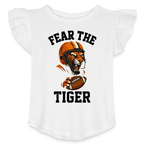 Fear The Tiger Football Helmet T-Shirt - Toddler Girls Flutter T-shirt