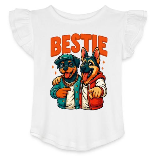 Hip Hop Dog Besties Shirt for Friends & Pet Lovers - Toddler Girls Flutter T-shirt