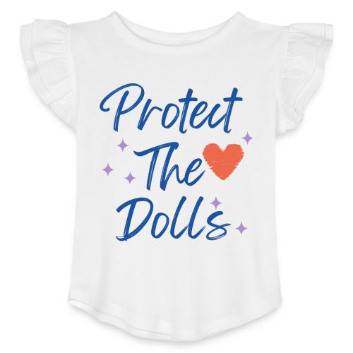 Protect The Dolls | Heart & Stars Typography - Toddler Girls Flutter T-shirt