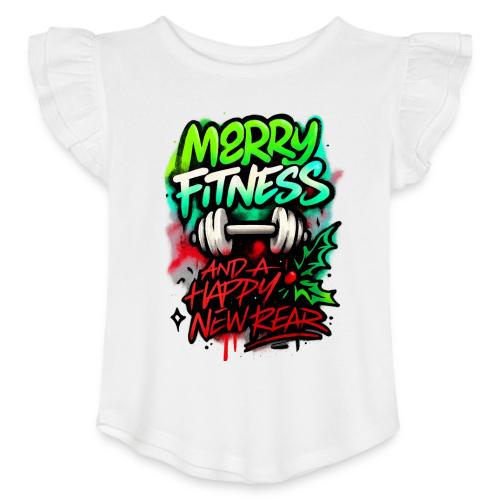 Merry Fitness Christmas Gym Humor - Toddler Girls Flutter T-shirt