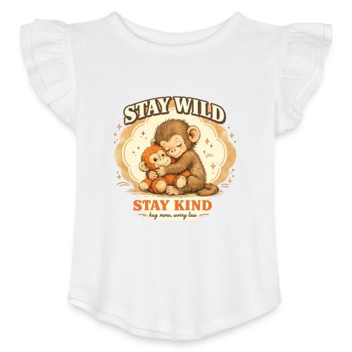 Stay Wild Stay Kind Punch Monkey Hug - Toddler Girls Flutter T-shirt