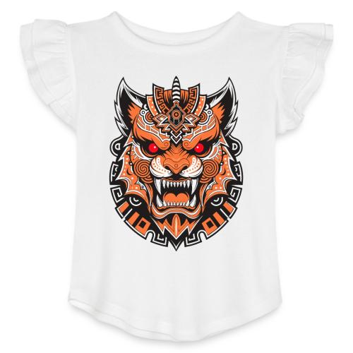 Tribal Demon Wolf Mask - Toddler Girls Flutter T-shirt