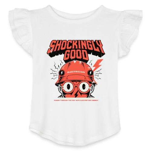 Funny Shockingly Good Electrician - Toddler Girls Flutter T-shirt