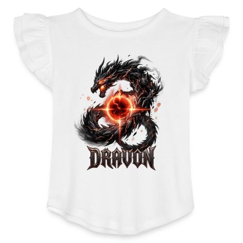 Dravon Fire Dragon Dark Fantasy Graphic T-Shirt - Toddler Girls Flutter T-shirt
