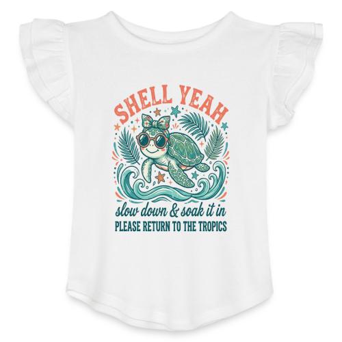 Shell Yeah Sea Turtle Beach Vibes - Toddler Girls Flutter T-shirt