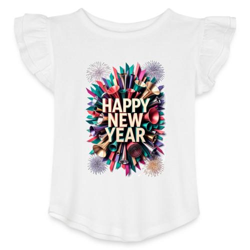 New Year's Party Horn T-Shirt - Toddler Girls Flutter T-shirt