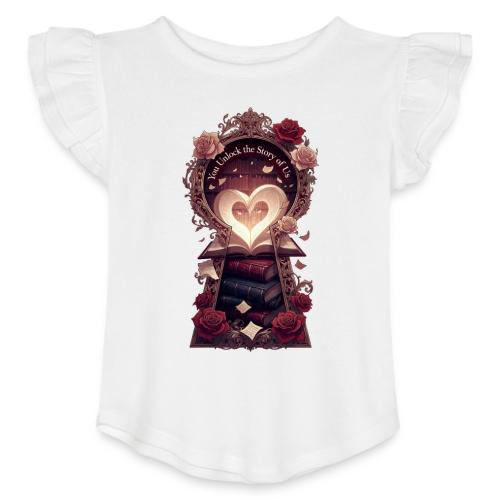 You Unlock the Story of Us Library Gifts T-Shirts - Toddler Girls Flutter T-shirt