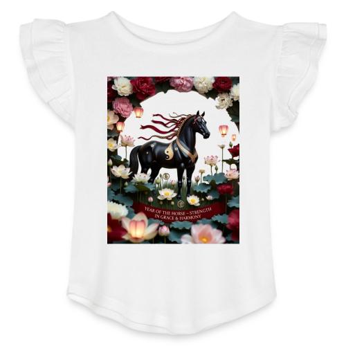 Year of the Horse Harmony T Shirt, Lunar New Year - Toddler Girls Flutter T-shirt