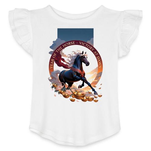 Year of the Horse Dawn T Shirt,Lunar New Year Gift - Toddler Girls Flutter T-shirt