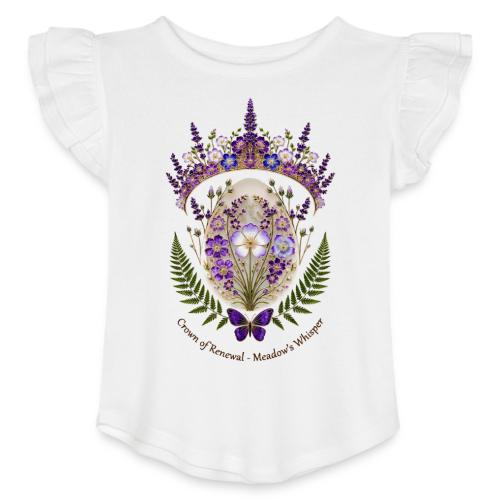 Spring Meadow Crown Tee, Cottagecore Renewal Gift - Toddler Girls Flutter T-shirt