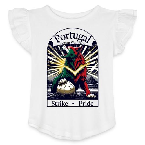 Portugal Iberian Wolf Soccer T Shirt, Pride Gift - Toddler Girls Flutter T-shirt