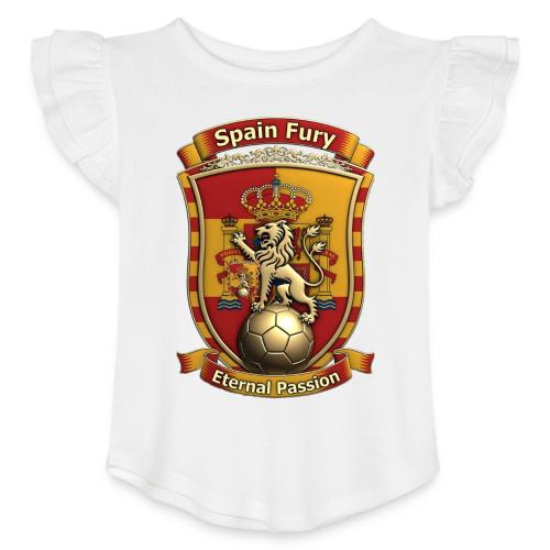 Spain Lion Fury T-Shirt, Spanish Crest Gift - Toddler Girls Flutter T-shirt