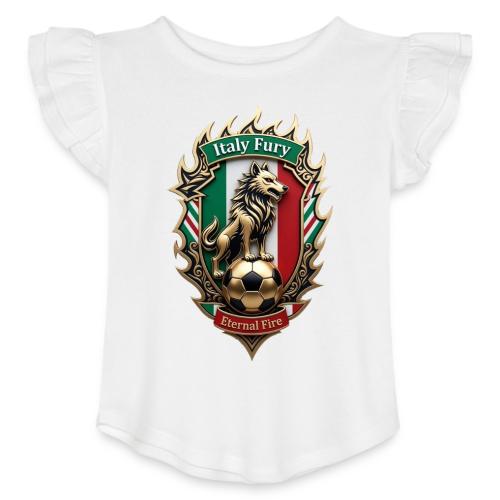 Italy Wolf Fury T-Shirt, Italian Flag Pride Gift - Toddler Girls Flutter T-shirt
