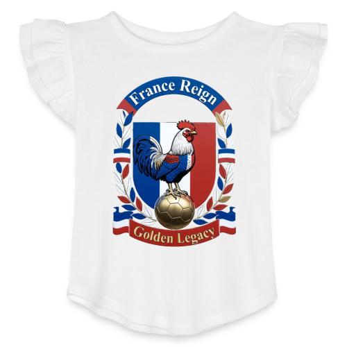 France Rooster Reign T-Shirt, Tricolore Pride Gift - Toddler Girls Flutter T-shirt