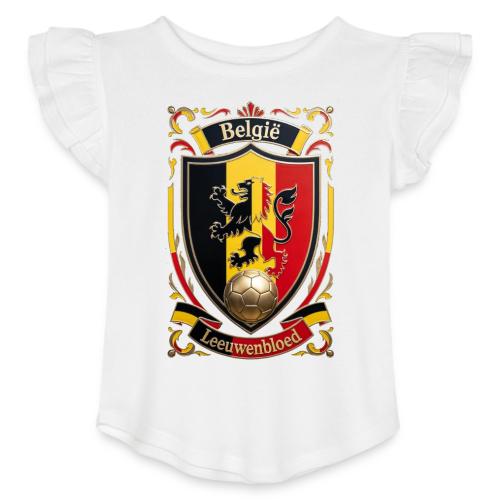 Belgium Lion Crest T-Shirt, Belgian Flag Gift - Toddler Girls Flutter T-shirt