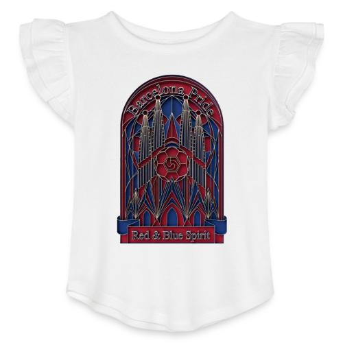 Barcelona Scarlet Pride T Shirt, Vibrant City Gift - Toddler Girls Flutter T-shirt