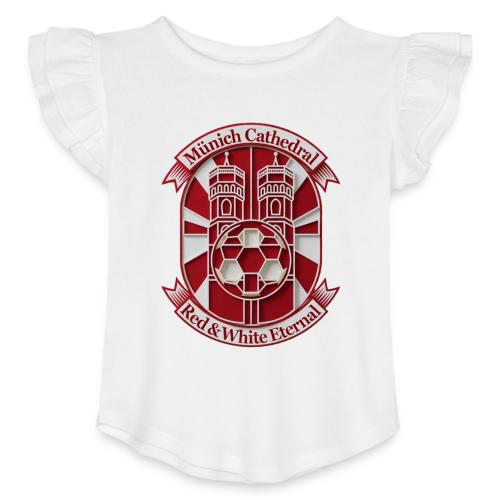 Munich Cathedral T Shirt, German Football Fan Gift - Toddler Girls Flutter T-shirt
