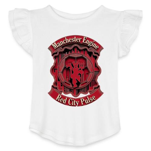 Red Manchester T Shirt, Red Soccer City Pride Gift - Toddler Girls Flutter T-shirt
