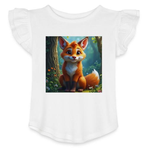 Magical fantasy fox in enchanted forest scene - Toddler Girls Flutter T-shirt