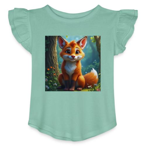 Magical fantasy fox in enchanted forest scene - Toddler Girls Flutter T-shirt