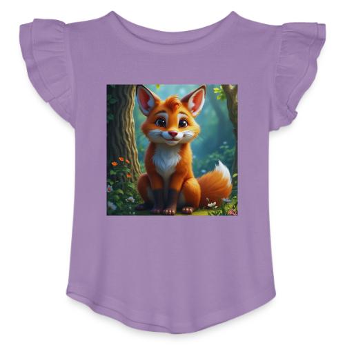 Magical fantasy fox in enchanted forest scene - Toddler Girls Flutter T-shirt