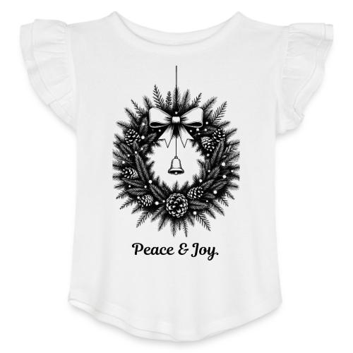 Peace & Joy T-Shirt | Minimalist Elegant Christmas - Toddler Girls Flutter T-shirt