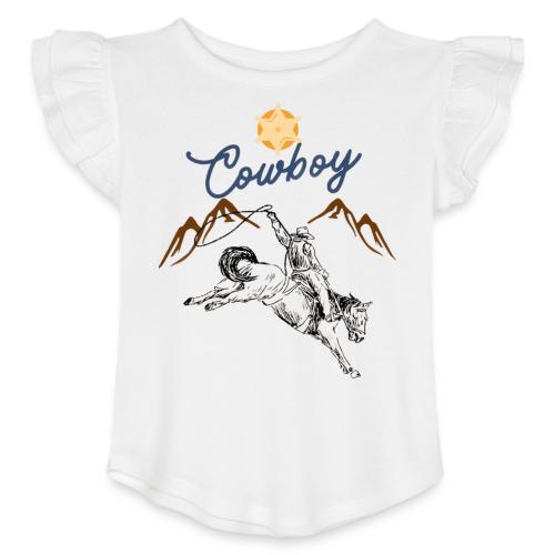 Wild West Cowboy Ride - Toddler Girls Flutter T-shirt