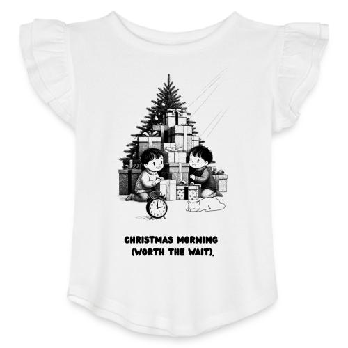 Christmas Morning T-Shirt | Minimalist Kids Gifts - Toddler Girls Flutter T-shirt