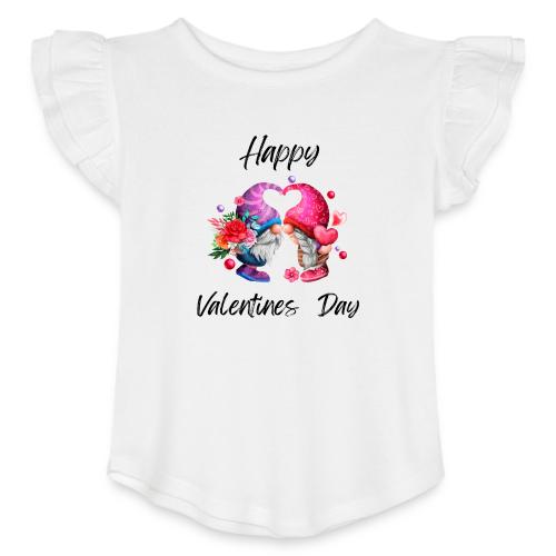 Happy Valentines Day - Toddler Girls Flutter T-shirt