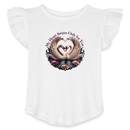 My Heart Swims Only for You Swan Heart T-Shirt - Toddler Girls Flutter T-shirt