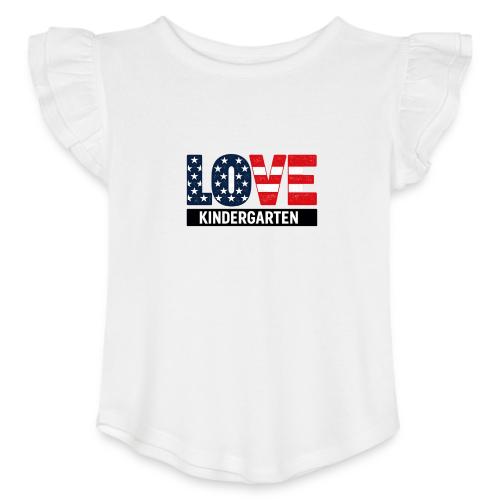 Love Kindergarten Patriotic Graduation - Toddler Girls Flutter T-shirt