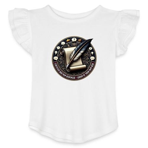 Certified Dad Pun Dispenser T Shirt - Toddler Girls Flutter T-shirt