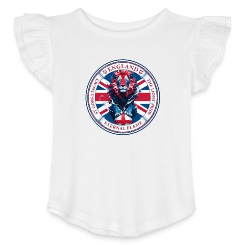 England Lion Emblem T Shirt, Flag Pride Gift - Toddler Girls Flutter T-shirt