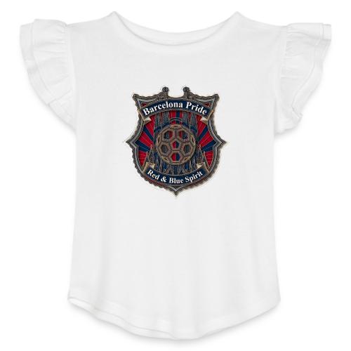 Barcelona Scarlet Pride T Shirt, Soccer City Gift - Toddler Girls Flutter T-shirt