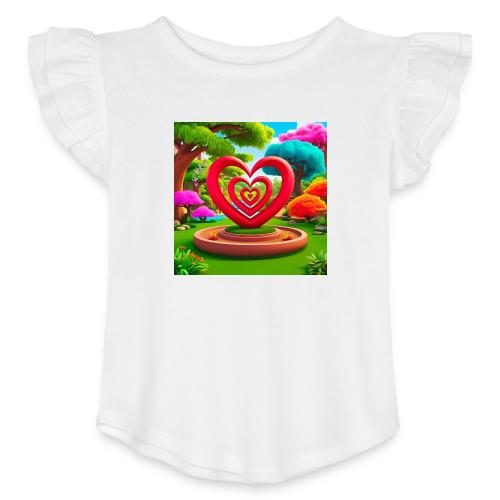 Triple heart landscape, nature, love, happiness - Toddler Girls Flutter T-shirt