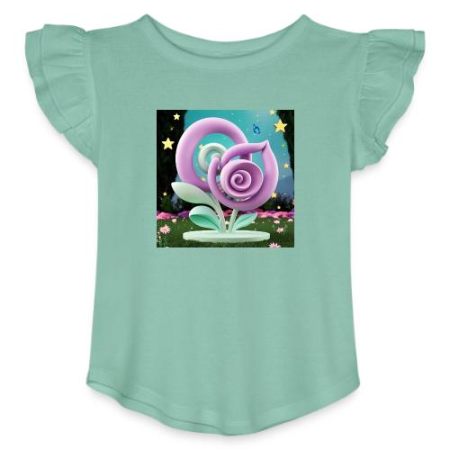 Lila Bloom | Double Floral Eco-Inspired Art - Toddler Girls Flutter T-shirt