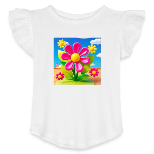 Pink Floral Peace | Sky & Nature Design - Toddler Girls Flutter T-shirt