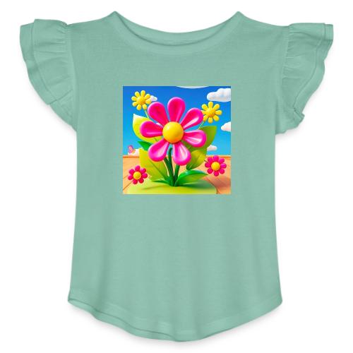 Pink Floral Peace | Sky & Nature Design - Toddler Girls Flutter T-shirt