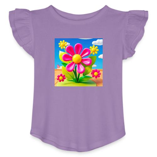 Pink Floral Peace | Sky & Nature Design - Toddler Girls Flutter T-shirt
