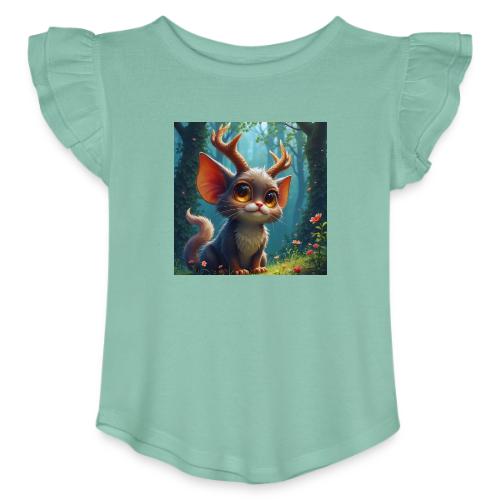 Magical Forest Creature with Deer Horns - Toddler Girls Flutter T-shirt