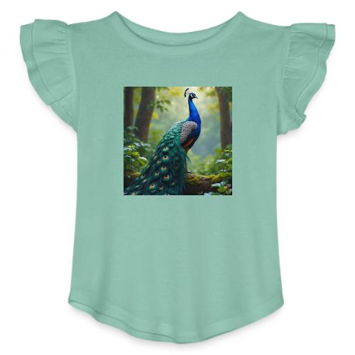 Majestic Peacock in Enchanted Forest - Toddler Girls Flutter T-shirt