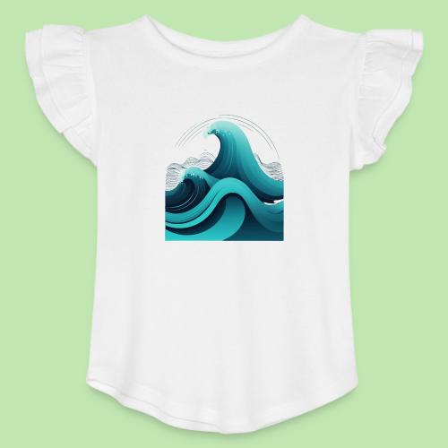 Dynamic Ocean Wave Illustration - Toddler Girls Flutter T-shirt