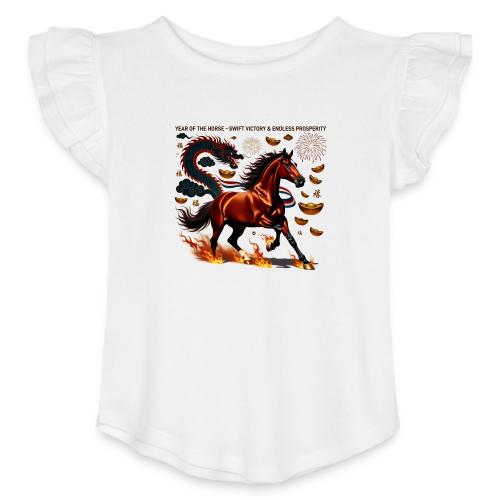 Year of the Horse Victory T Shirt, Lunar New Year - Toddler Girls Flutter T-shirt