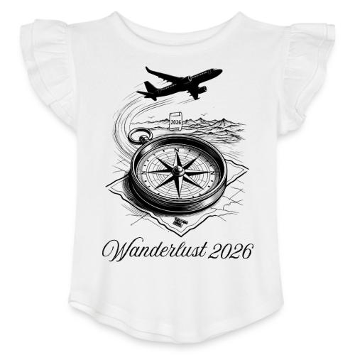 Wanderlust 2026 T-Shirt | Minimalist Travel Plane - Toddler Girls Flutter T-shirt