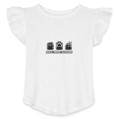 Playful Dog Paw Rock Paper Scissors - Toddler Girls Flutter T-shirt