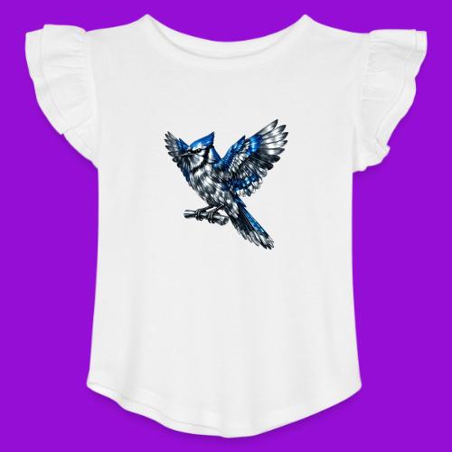 Silver Blue Jay Open Wing Perch - Toddler Girls Flutter T-shirt