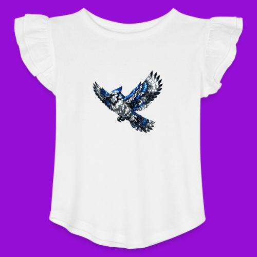Silver Blue Jay in Flight - Toddler Girls Flutter T-shirt