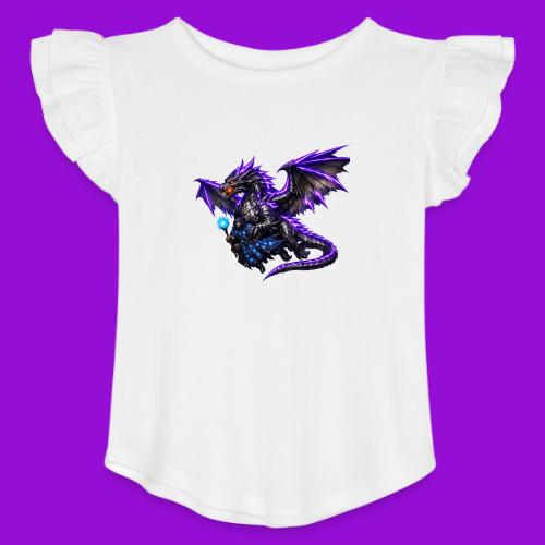 Neon Dragon and Battle Mage - Toddler Girls Flutter T-shirt