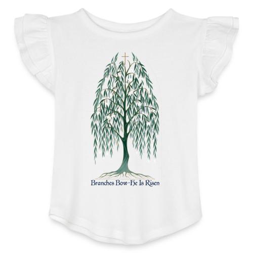 Easter Branches Bow Willow T Shirt, Easter Gift - Toddler Girls Flutter T-shirt
